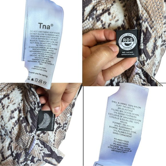 Aritzia Tna The Super Puff Snake Python Print Puffer Goose Down Jacket Size XS - Picture 16 of 16